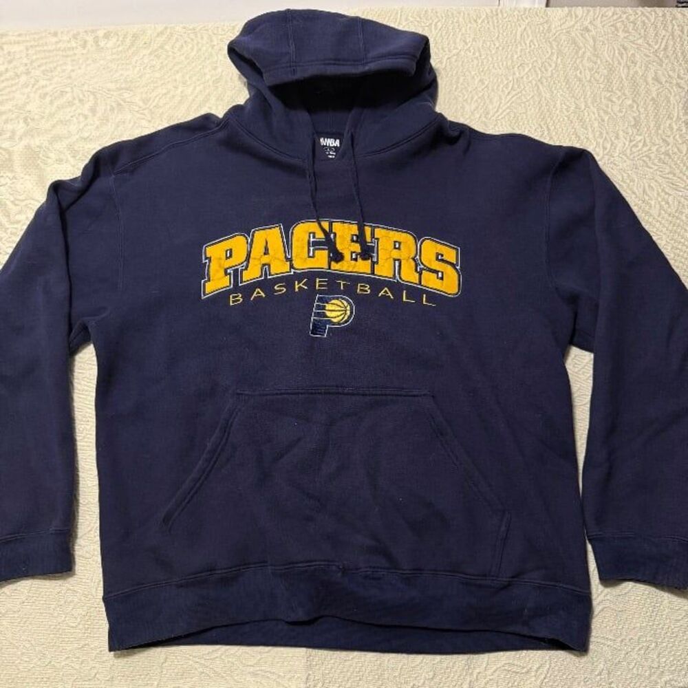 NBA Indiana Pacers Basketball Pullover Hoodie Navy Blue Size L